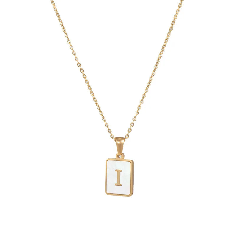 Mother of Pearl Initial Necklace – Waterproof 18K Gold Plated Necklace | Ezra Gems