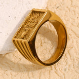 Snake Sunburst Signet Ring – Waterproof 18K Gold Plated Ring | Ezra Gems