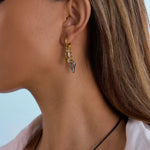 Two-Tone Zircon Heart Lock Earrings – Waterproof 18K Gold Plated Earrings | Ezra Gems