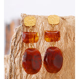 Red Resin Square Drop Earrings – Waterproof 18K Gold Plated Earrings | Ezra Gems