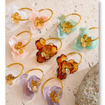 Resin Flower Charm Hoop Earrings – Waterproof 18K Gold Plated Earrings | Ezra Gems