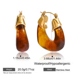 Vintage Resin Drop Earrings – Waterproof 18K Gold Plated Earrings | Ezra Gems