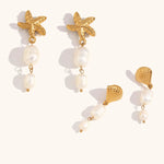 Starfish Shell Pearl Tassel Earrings – Waterproof 18K Gold Plated Earrings | Ezra Gems
