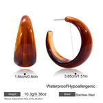 C Shape Resin Statement Stud Earrings – Waterproof 18K Gold Plated Earrings | Ezra Gems