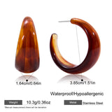 C Shape Resin Statement Stud Earrings – Waterproof 18K Gold Plated Earrings | Ezra Gems