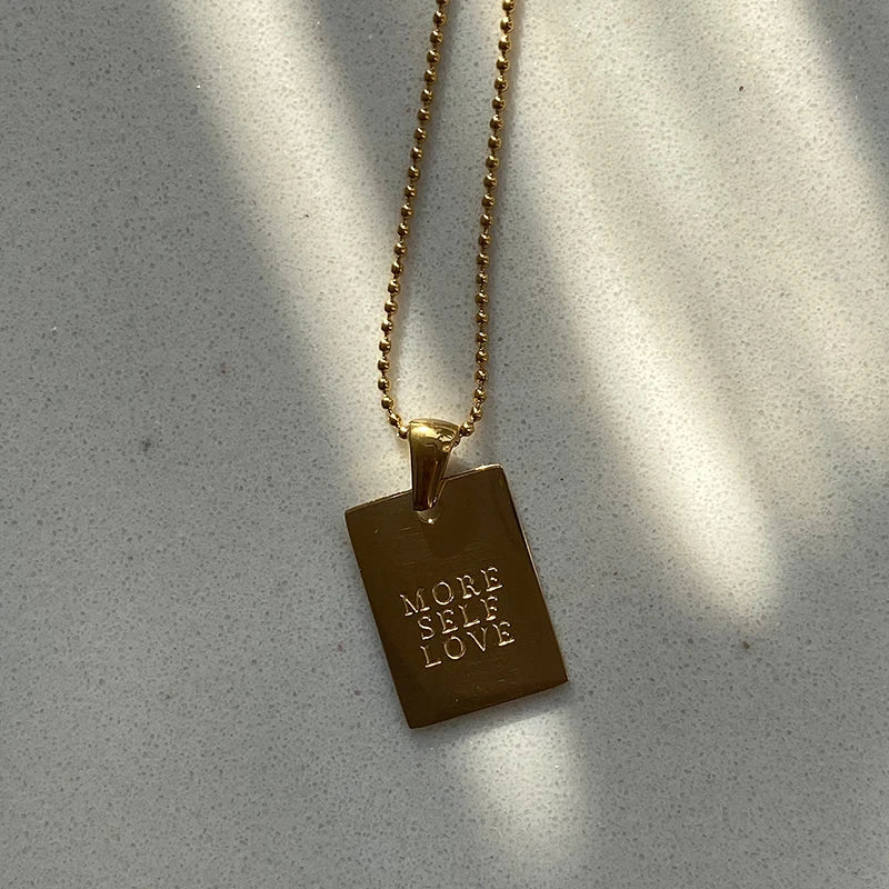 Engraved Affirmation Tag Necklace – Waterproof 18K Gold Plated Necklace | Ezra Gems