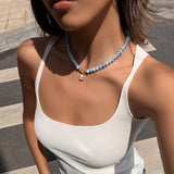Natural Stone Bead Pendant Necklace