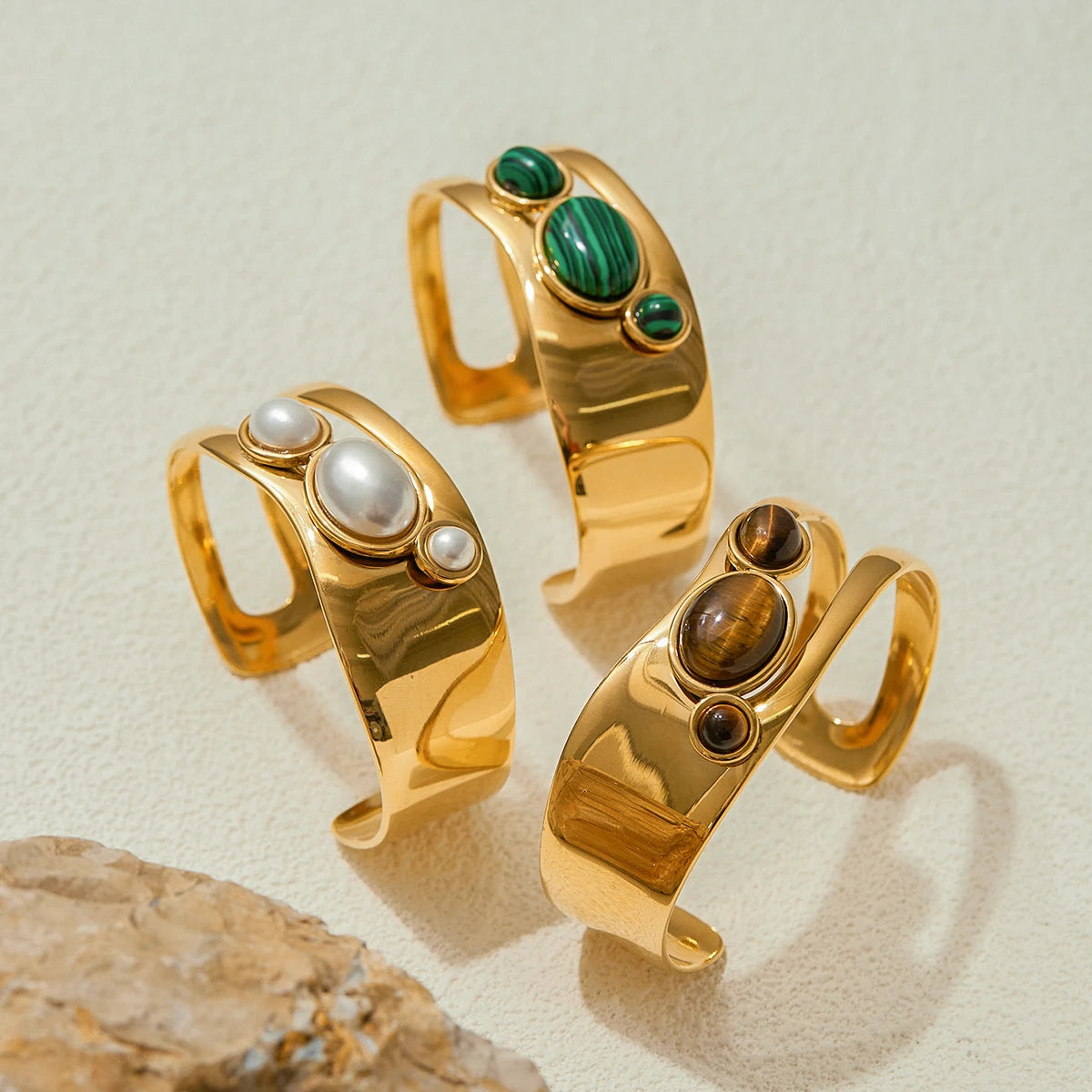 Tiger Eye Stone Hollow Bracelet – Waterproof 18K Gold Plated Bracelet | Ezra Gems