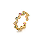 Elegant Adjustable Crystal Zig Zag C-Shaped Ring, 18K gold-plated with a captivating gemstone for a sleek, modern design.


