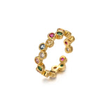 Elegant Adjustable Crystal Zig Zag C-Shaped Ring, 18K gold-plated with a captivating gemstone for a sleek, modern design.

