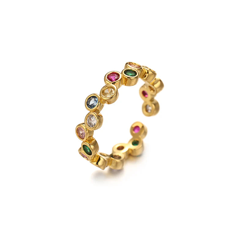 Elegant Adjustable Crystal Zig Zag C-Shaped Ring, 18K gold-plated with a captivating gemstone for a sleek, modern design.

