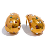 Colorful gemstone water drop earrings with 18k gold plating, lightweight and vibrant for elegant everyday style