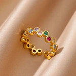 Timeless Crystal Zig Zag C-Shaped Ring featuring a sparkling gemstone, 18K gold-plated for a sophisticated, elegant look.