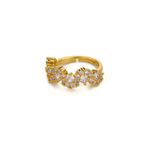 Elegant 18k gold dainty huggie hoop ring, adjustable and lightweight, perfect for daily wear or special occasions.