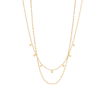 Elegant Double Layered Beaded Diamond Necklace, 18K gold-plated with modern stacked design, perfect for adding sophistication to any outfit.