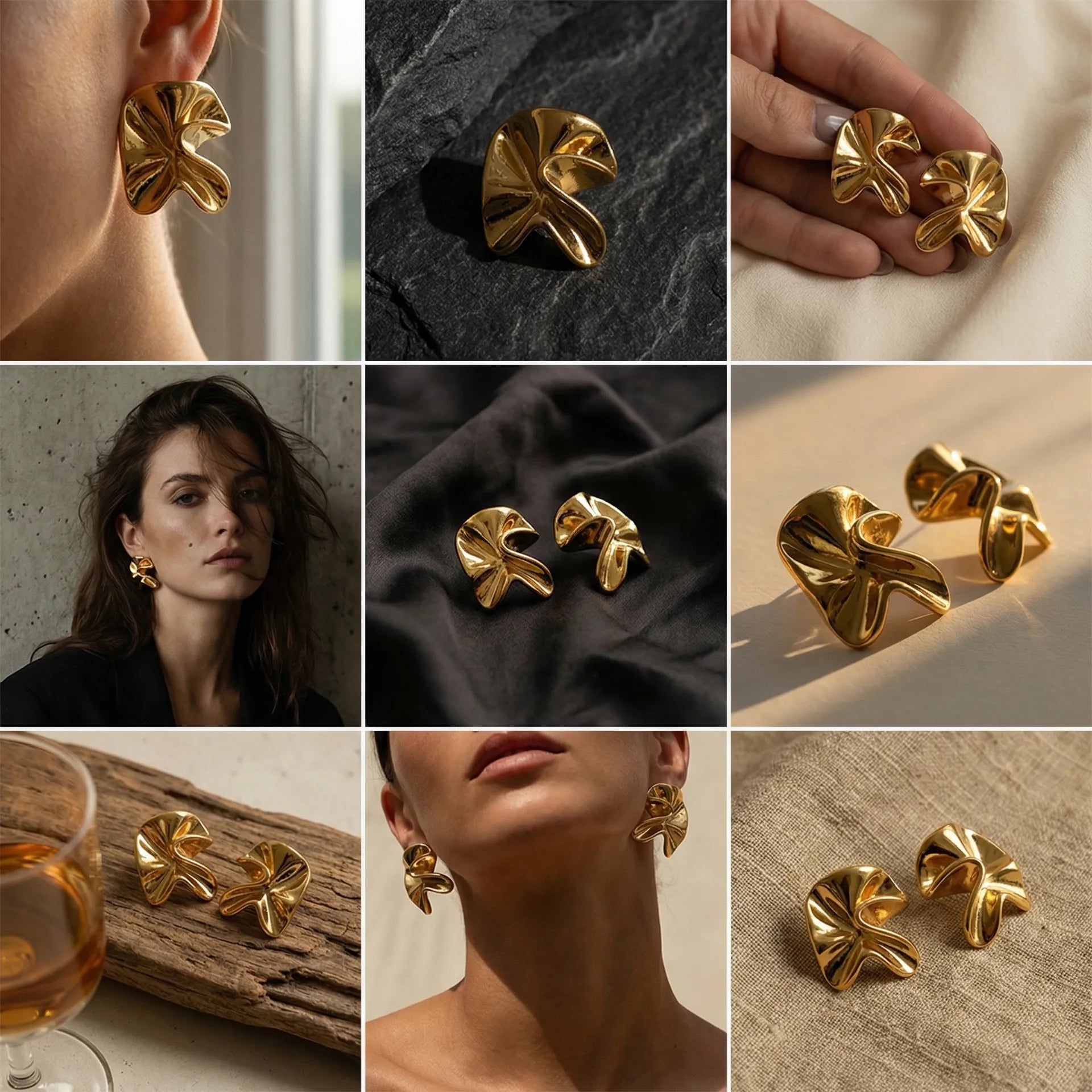 Automation - Golden Flower Stud Earrings