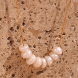 Elegant natural pearl beads necklace featuring 18k gold plated chain and freshwater pearls for timeless beauty