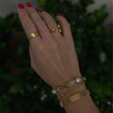 Adjustable exquisite gold-plated statement ring with bold contemporary design, perfect for making a standout modern fashion statement