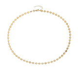 Gold circle choker chain necklace made of copper and cubic zirconia, perfect for layering and everyday wear.