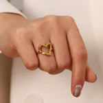  Beautiful gold-plated Stainless Steel Heart Ring, designed for elegance and love, perfect for any occasion.