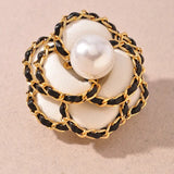 Flower Cloth Pearl Brooch Pin