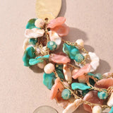 Multi Layer Color Bead Oval Chain Necklace