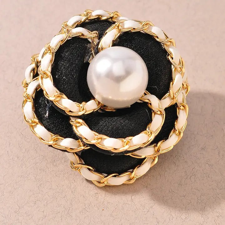 Flower Cloth Pearl Brooch Pin