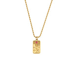 Gold lovers tarot card pendant necklace with cubic zirconia, featuring rose and star design, symbolizing love and harmony for daily wear.