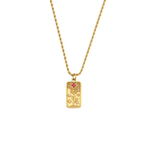 Gold lovers tarot card pendant necklace with cubic zirconia, featuring rose and star design, symbolizing love and harmony for daily wear.