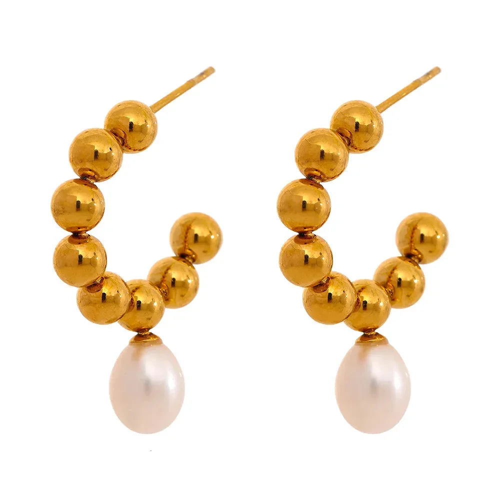 Natural freshwater golden pearl earrings with 18k gold plating, offering a graceful and radiant look for any occasion