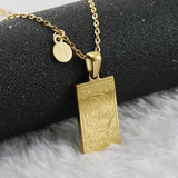Pisces zodiac tarot necklace with engraved gold-tone pendant, 18k gold-plated stainless steel, stylish and durable astrology jewelry gift.