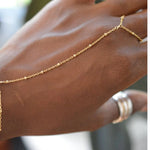 Elegant Rice Bead Handchain Bracelet, 18K gold-plated with a soft shimmer, offering a graceful and lightweight look for everyday wear.