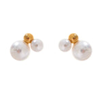 Round pearls stud earrings with three freshwater pearls and 18k gold plating, designed for timeless, everyday elegance