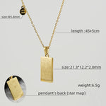 Sagittarius zodiac tarot necklace with engraved gold-tone pendant, 18k gold-plated stainless steel, perfect for stylish daily wear.
