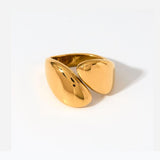 Stylish Sculpted Waterdrop Chunky Ring, 18K gold-plated, with a unique design that adds a modern touch to your everyday or special occasion wear.