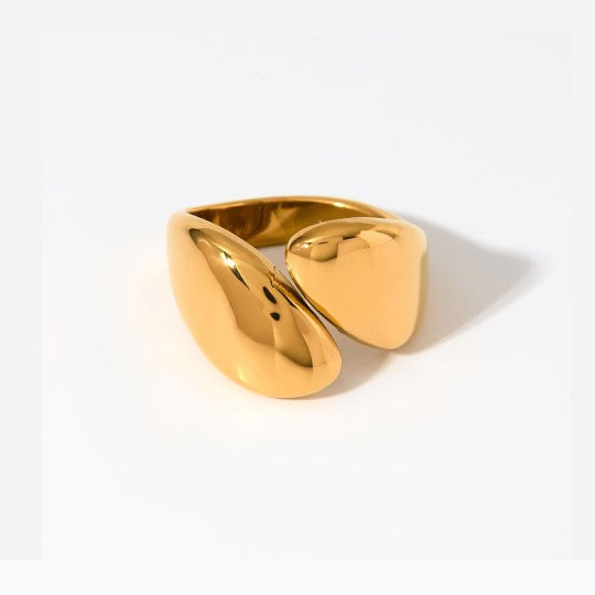Stylish Sculpted Waterdrop Chunky Ring, 18K gold-plated, with a unique design that adds a modern touch to your everyday or special occasion wear.