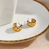 Lightweight gold geometric earrings with stainless steel base and 18k gold plating, stylish for casual or formal wear

