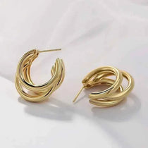 Triple Hoop Gold Earrings — waterproof hypoallergenic stainless steel 18K gold-plated jewelry | Ezra Gems