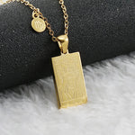 Virgo zodiac sign tarot necklace with engraved gold-tone pendant, 18k gold-plated stainless steel, stylish and durable jewelry for daily wear.